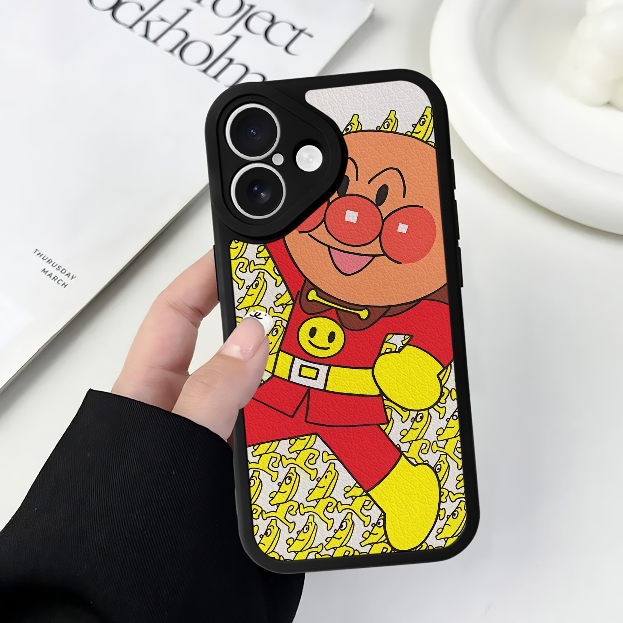 （画像用） アンパンマン Anpanman 【iPhone 16シリーズ対応】シリコンスマホケース（レザー調） 材質：シリコン